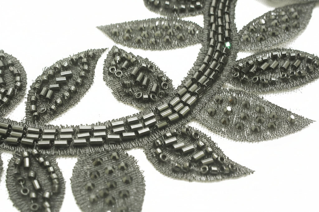 BLACK BEADED LEAF TRIM - sarahi.NYC