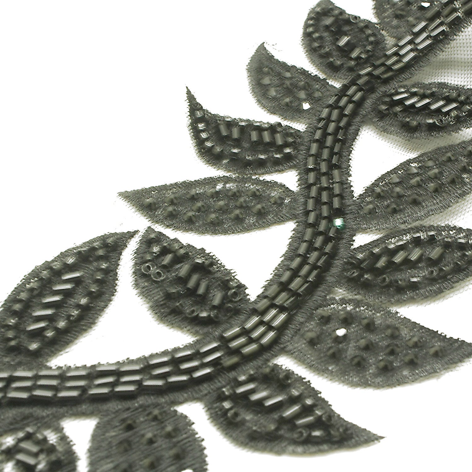 BLACK BEADED LEAF TRIM - sarahi.NYC