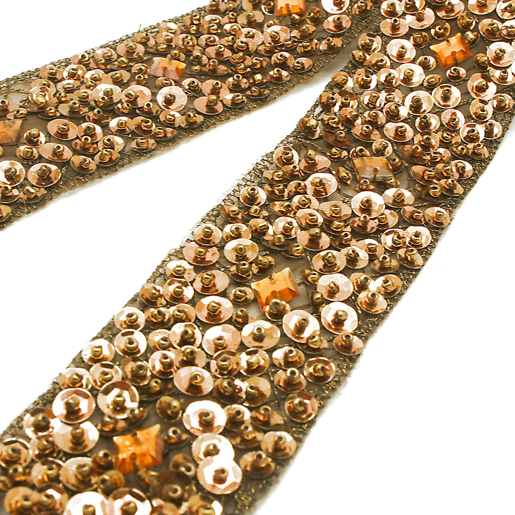 BROWN SEQUIN RIBBON TRIM - sarahi.NYC