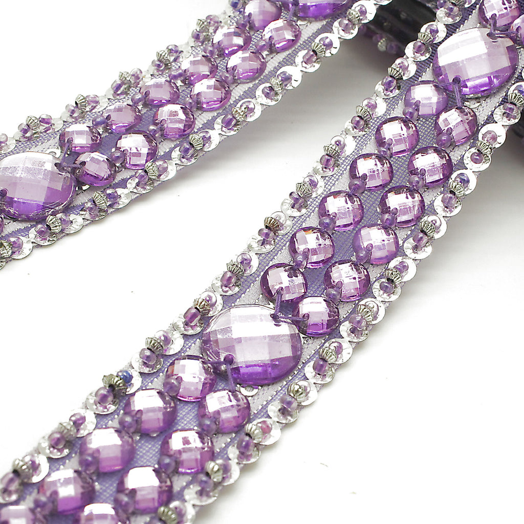 LILAC RHINESTONE BEADED TRIM - sarahi.NYC