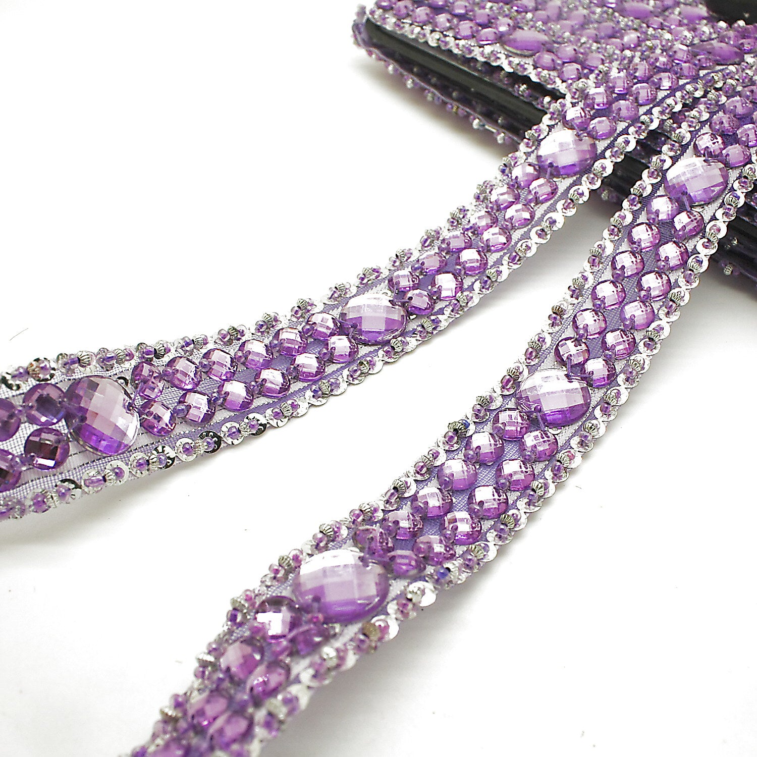 LILAC RHINESTONE BEADED TRIM - sarahi.NYC