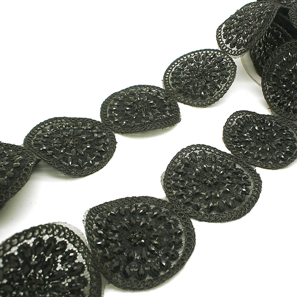 BLACK CIRCLE RHINESTONE TRIM - sarahi.NYC