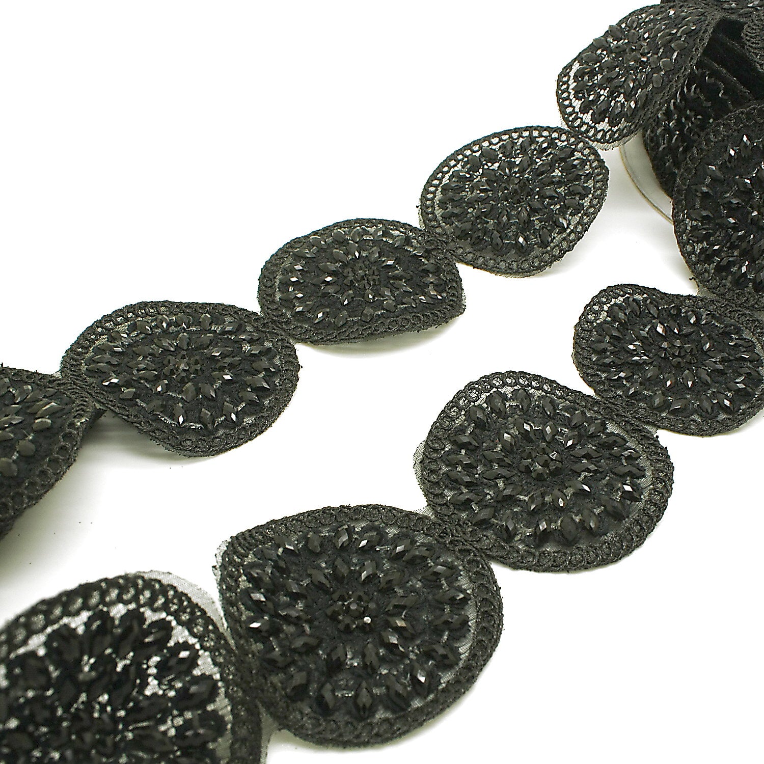 BLACK CIRCLE RHINESTONE TRIM - sarahi.NYC