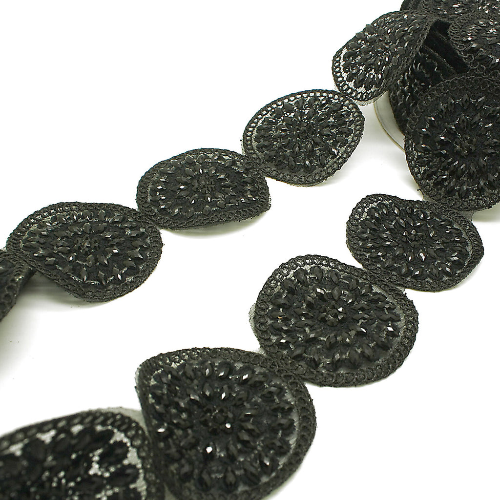 BLACK CIRCLE RHINESTONE TRIM - sarahi.NYC