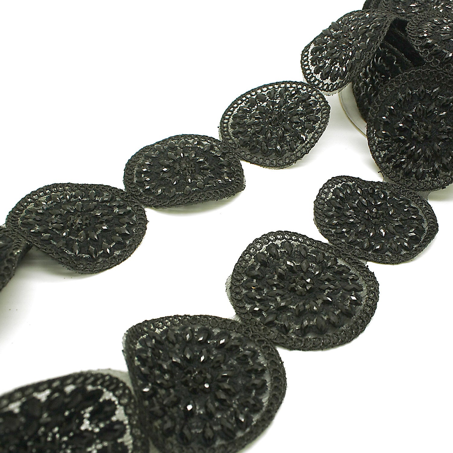 BLACK CIRCLE RHINESTONE TRIM - sarahi.NYC