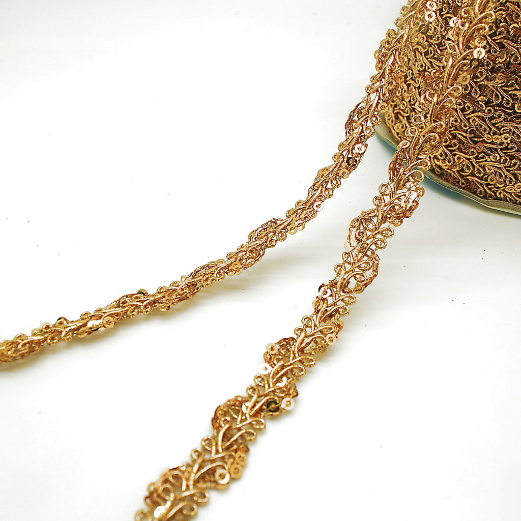 GOLD METALLIC THIN SEQUIN TRIM - sarahi.NYC