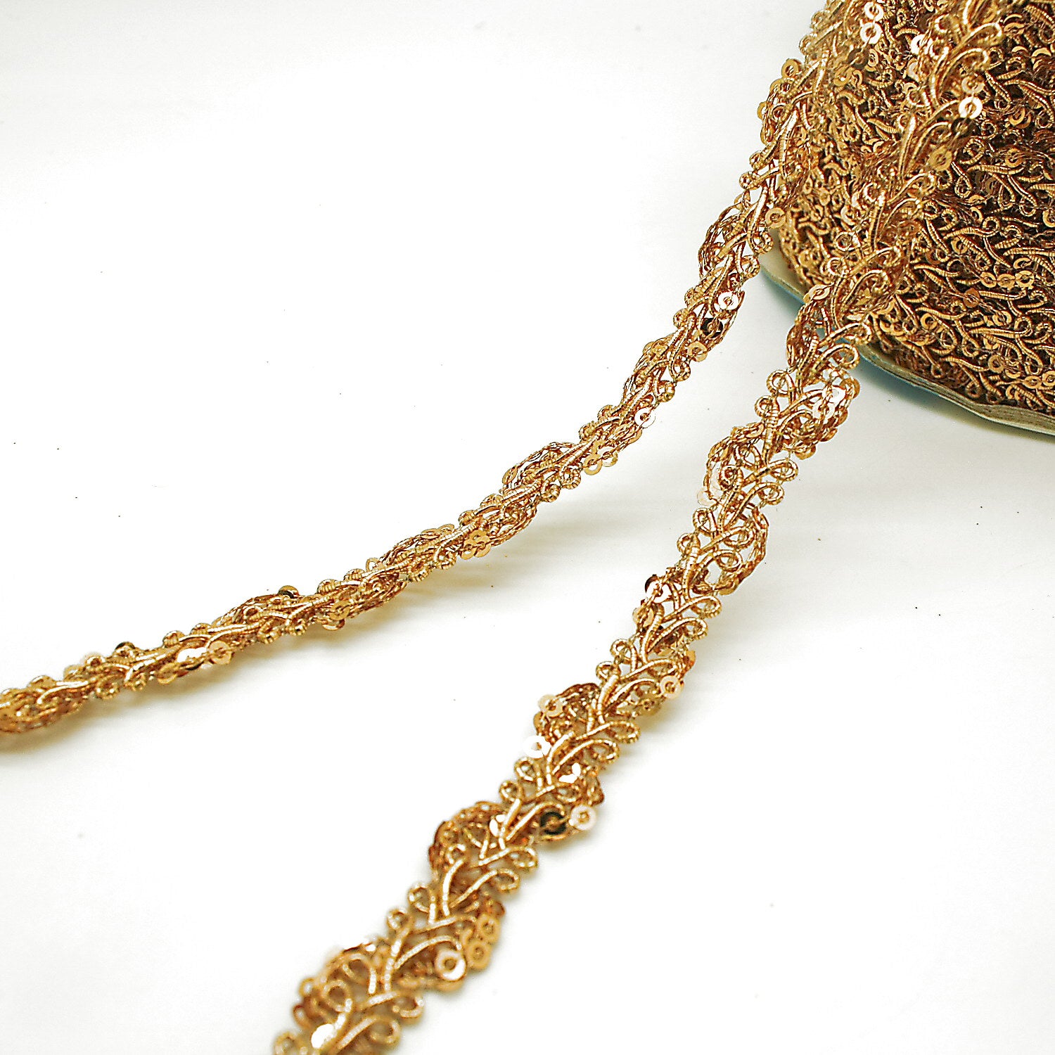GOLD METALLIC THIN SEQUIN TRIM - sarahi.NYC