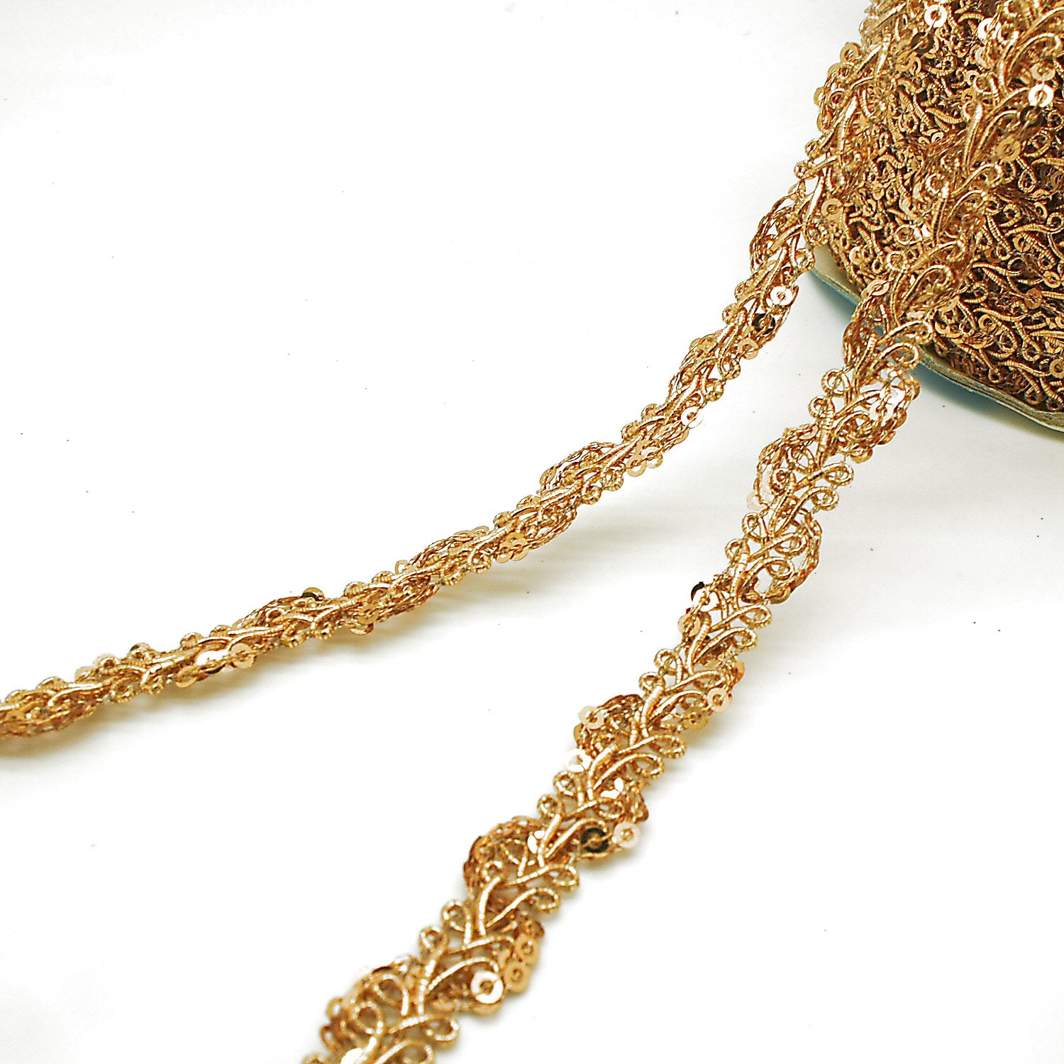 GOLD METALLIC THIN SEQUIN TRIM - sarahi.NYC