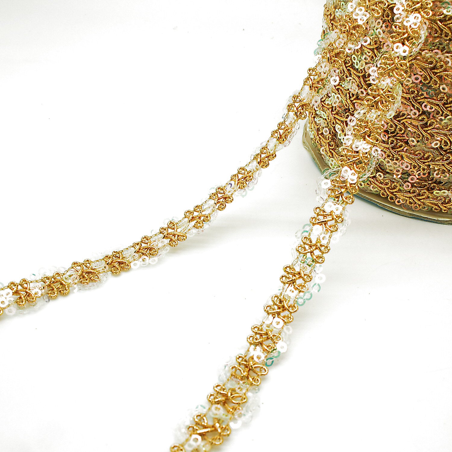 GOLD METALLIC THIN IRIDESCENT SEQUIN TRIM - sarahi.NYC