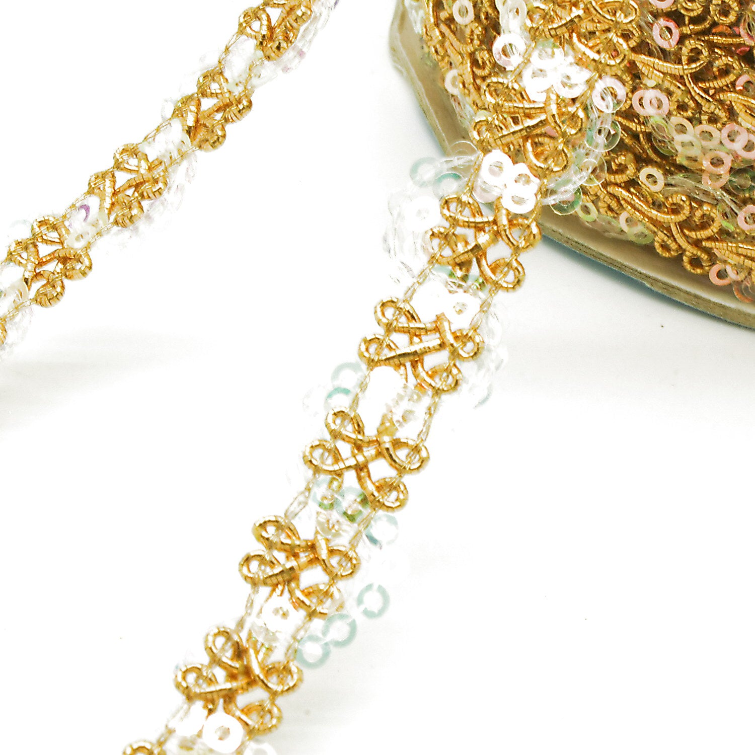 GOLD METALLIC THIN IRIDESCENT SEQUIN TRIM - sarahi.NYC
