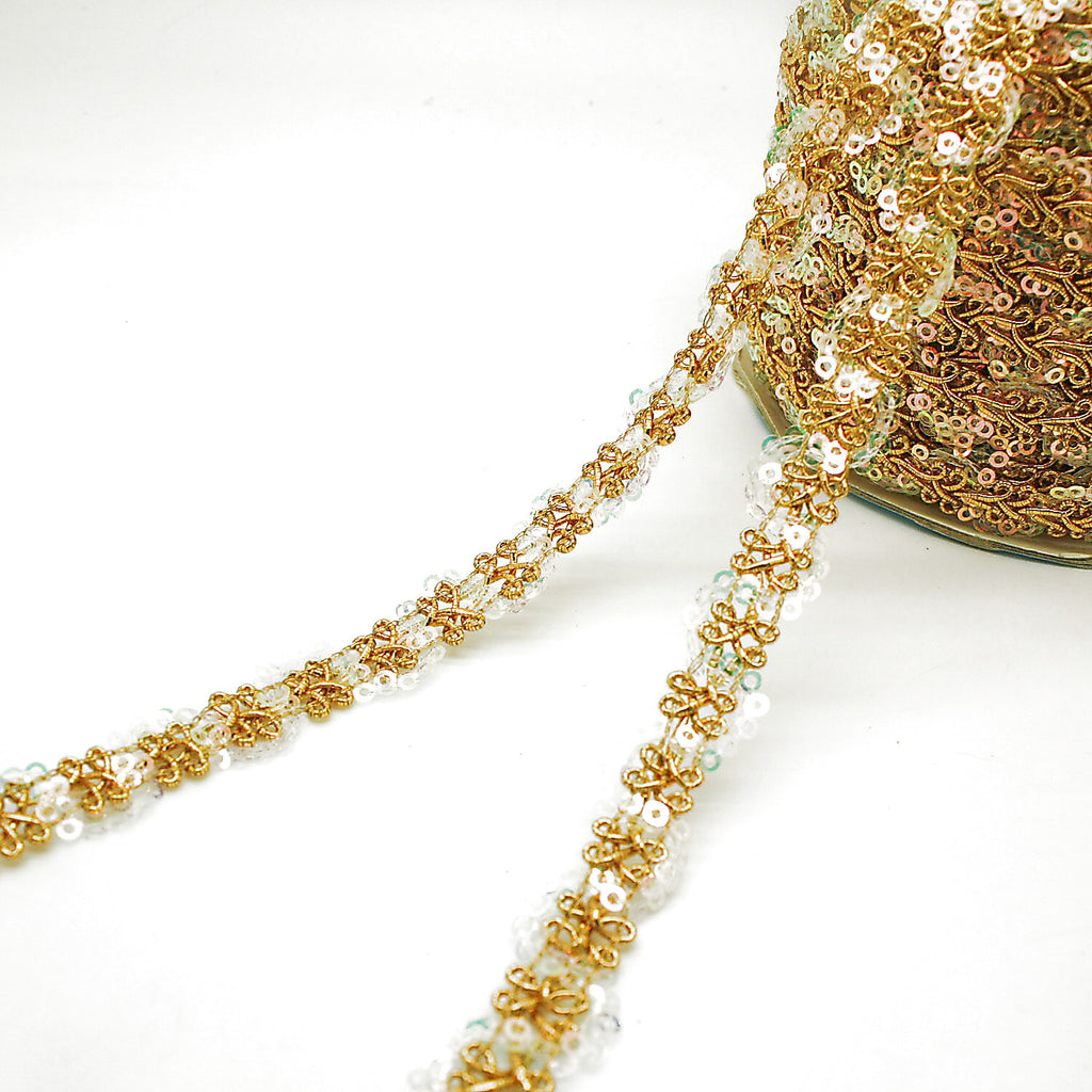 GOLD METALLIC THIN IRIDESCENT SEQUIN TRIM - sarahi.NYC