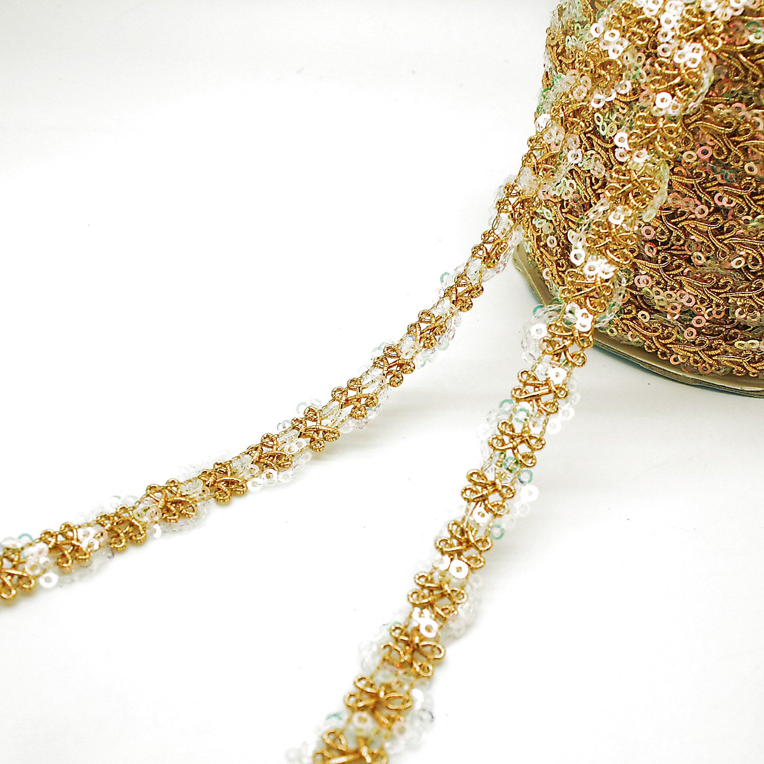 GOLD METALLIC THIN IRIDESCENT SEQUIN TRIM - sarahi.NYC