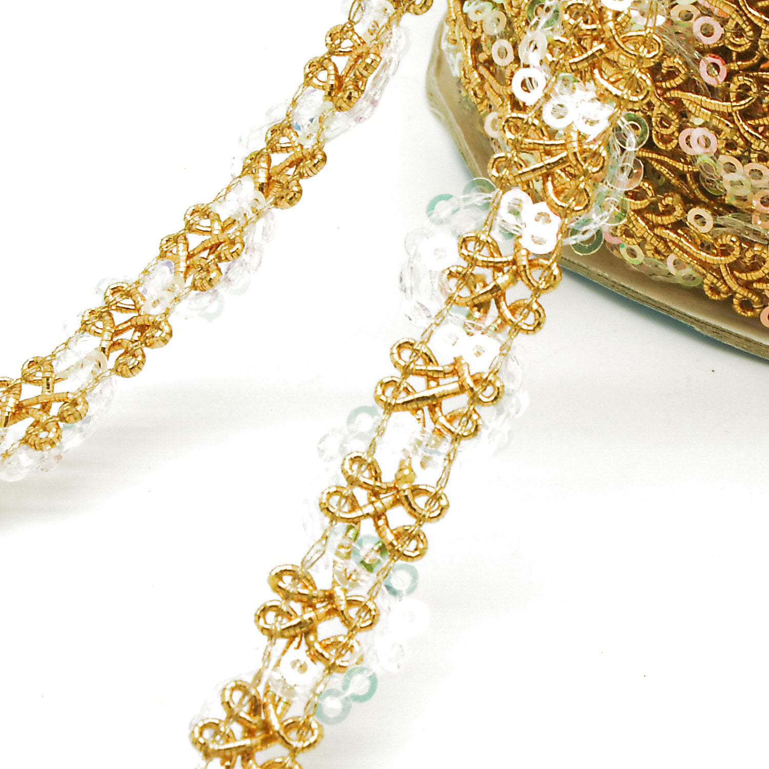 GOLD METALLIC THIN IRIDESCENT SEQUIN TRIM - sarahi.NYC