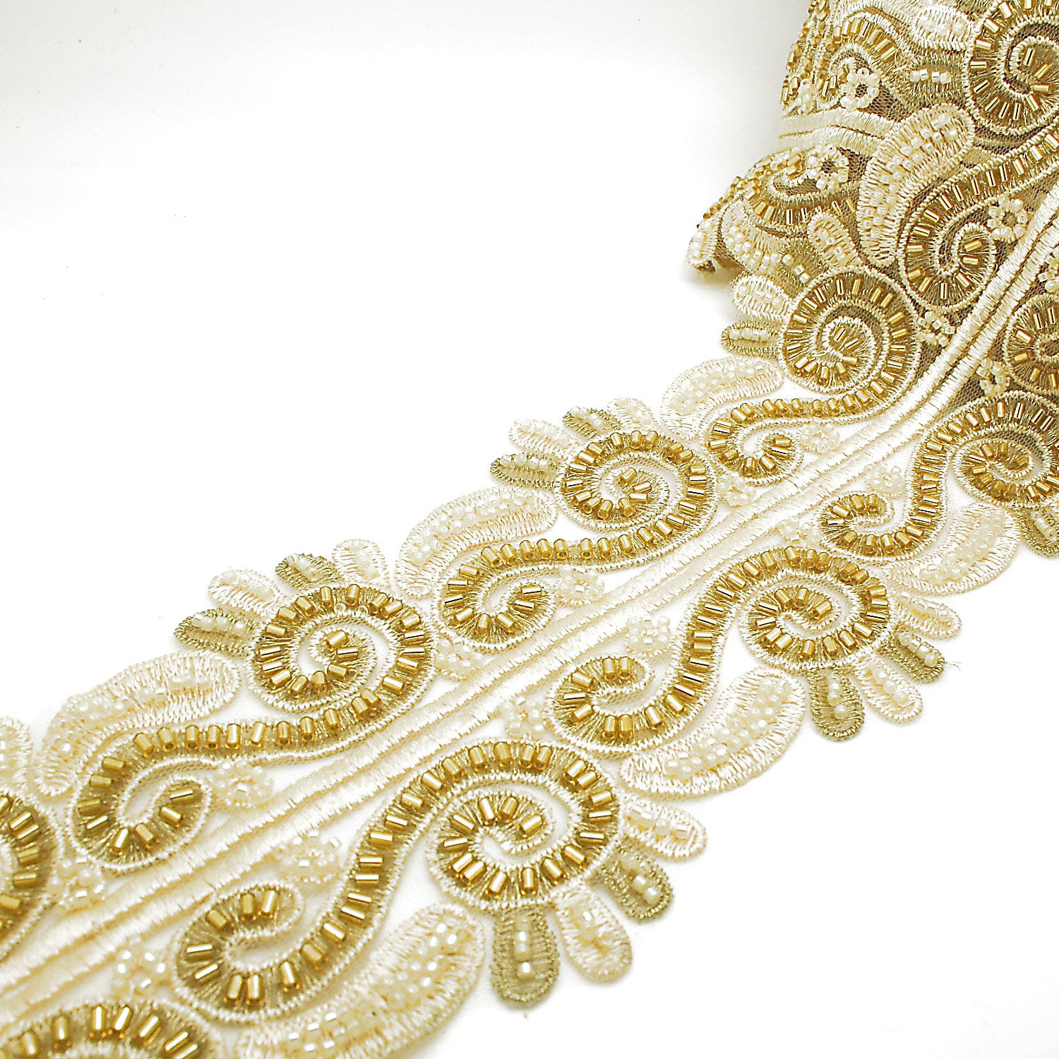 GOLD BEADED NET TRIM - sarahi.NYC