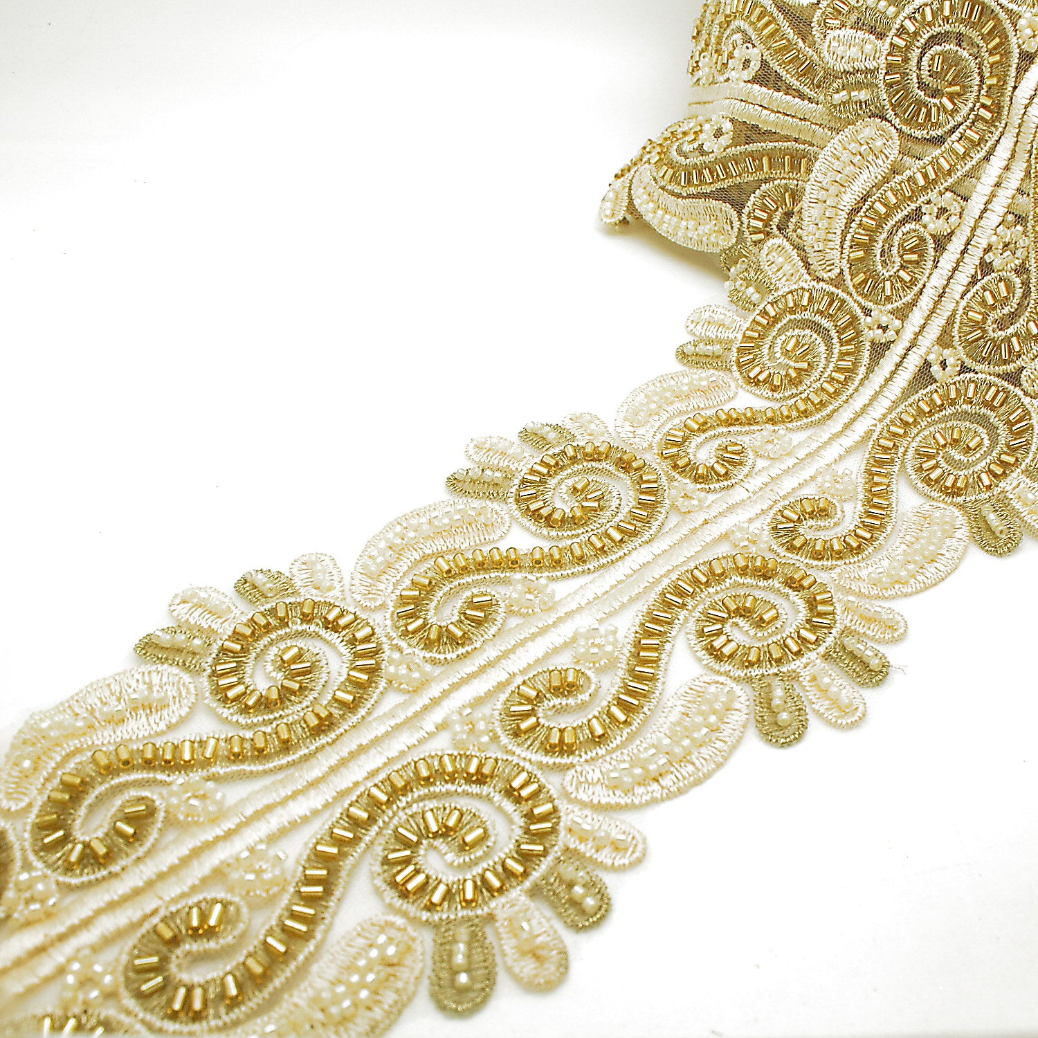 GOLD BEADED NET TRIM - sarahi.NYC