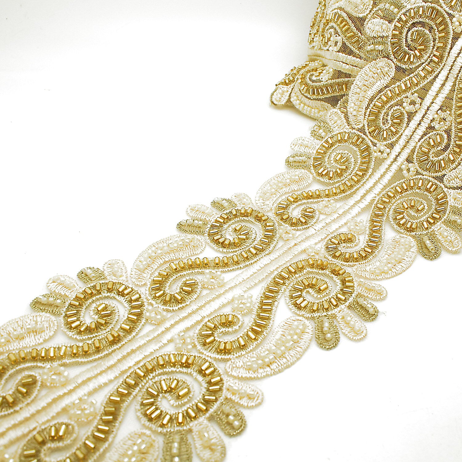 GOLD BEADED NET TRIM - sarahi.NYC