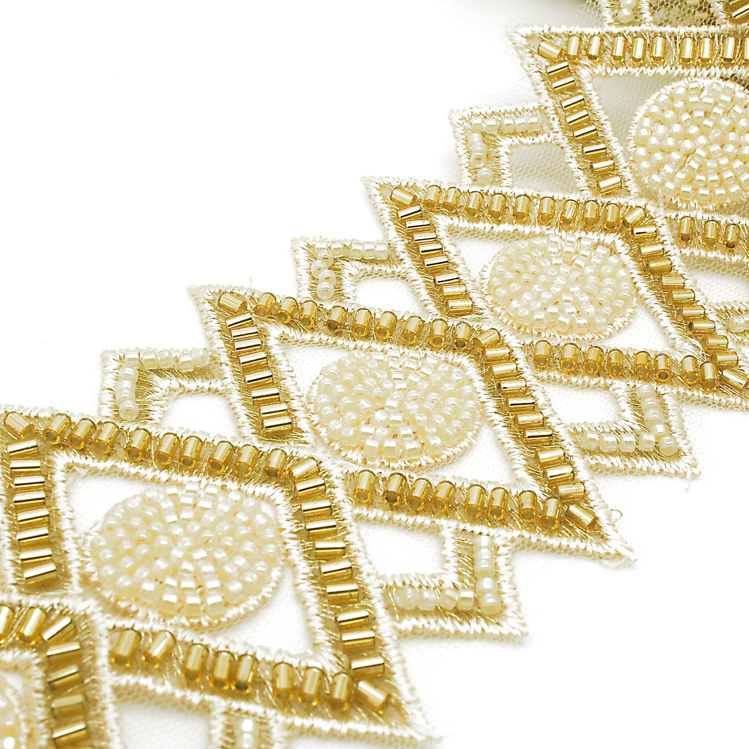 GOLD BEADED NET TRIM - sarahi.NYC