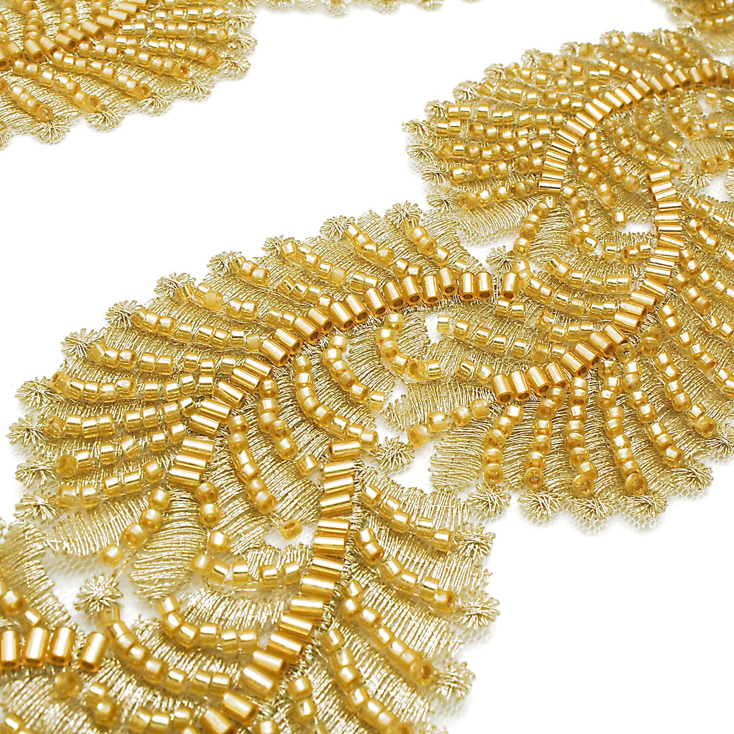 GOLD BEADED NET TRIM - sarahi.NYC