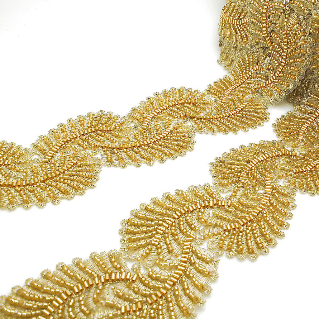 GOLD BEADED NET TRIM - sarahi.NYC