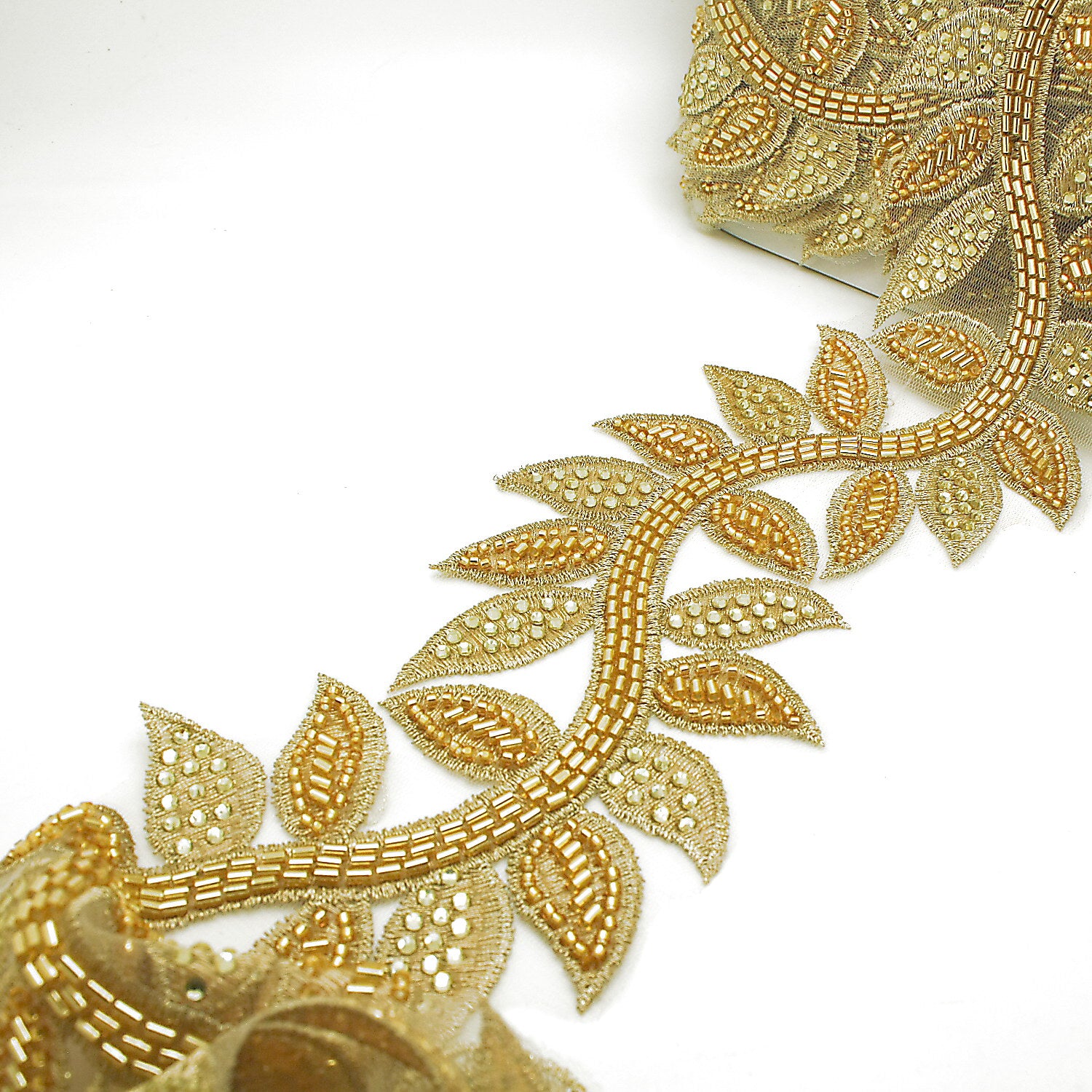 GOLD BEADED NET TRIM - sarahi.NYC