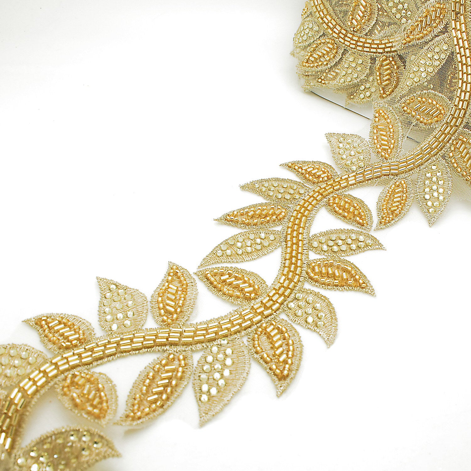 GOLD BEADED NET TRIM - sarahi.NYC