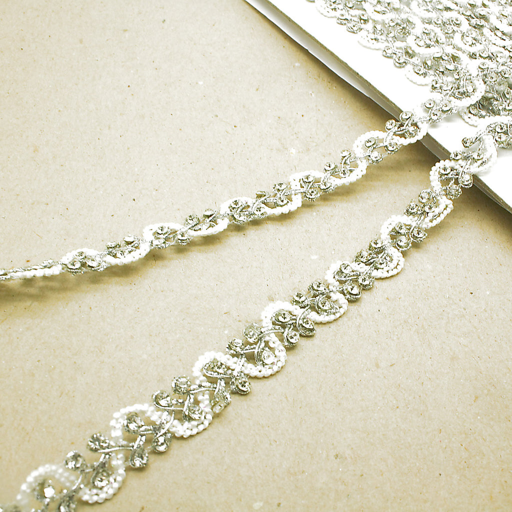 WHITE SILVER CRYSTAL TRIM - sarahi.NYC