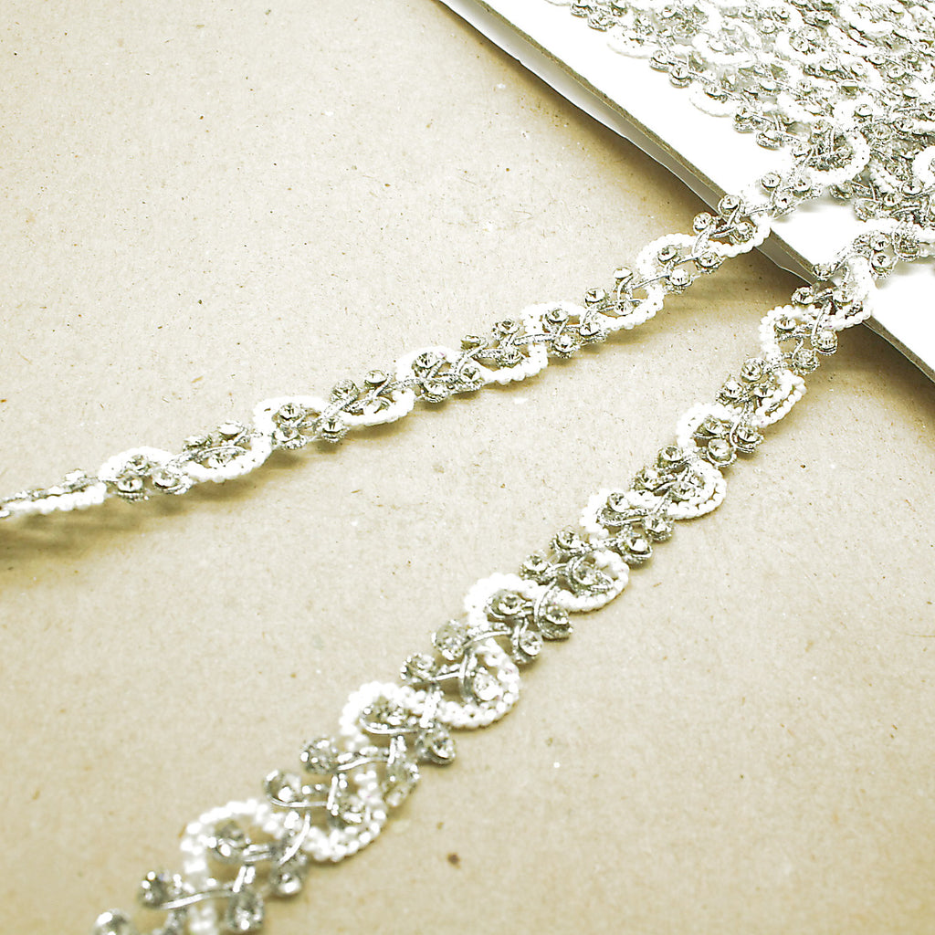 WHITE SILVER CRYSTAL TRIM - sarahi.NYC