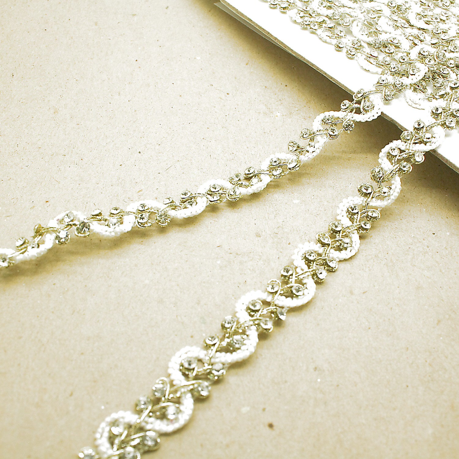 LIGHT GOLD WHITE STONE TRIM - sarahi.NYC