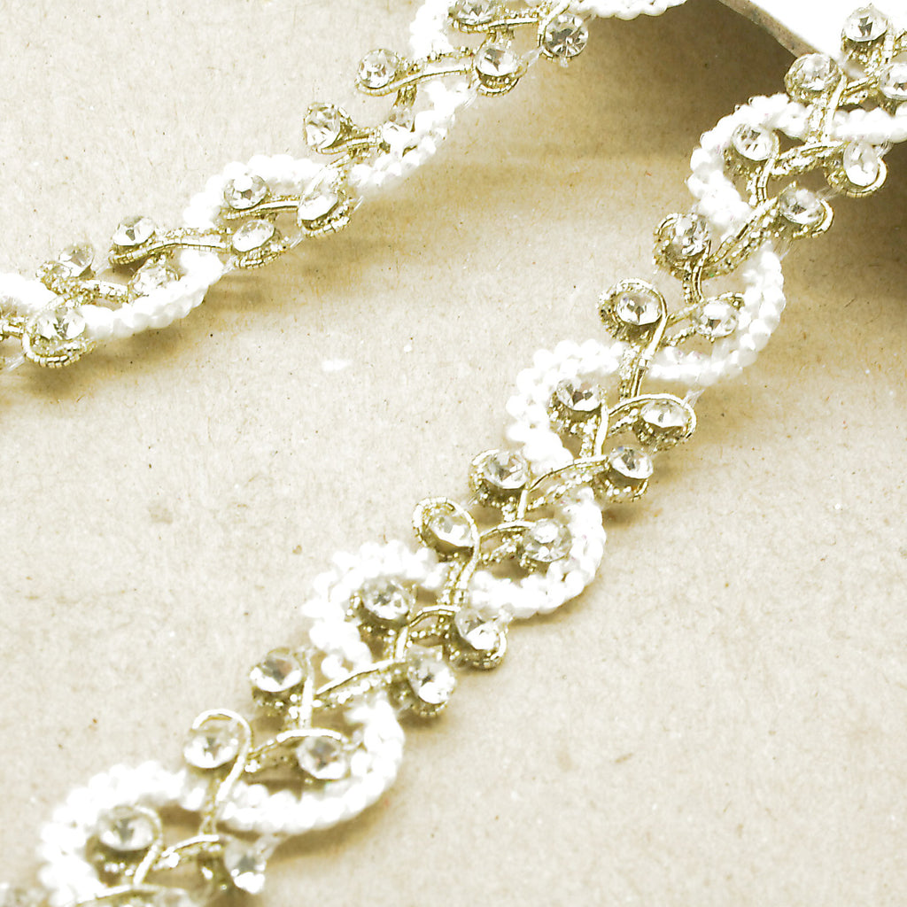 LIGHT GOLD WHITE STONE TRIM - sarahi.NYC