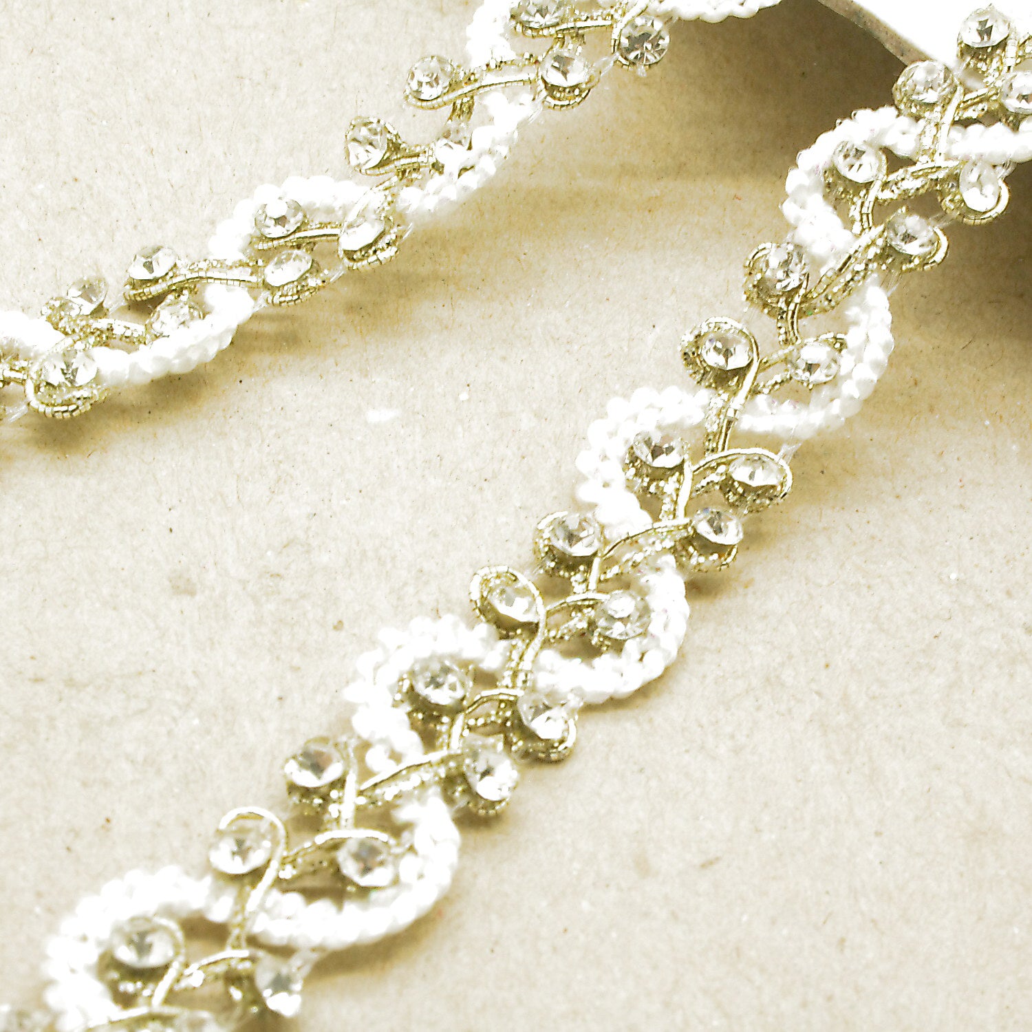 LIGHT GOLD WHITE STONE TRIM - sarahi.NYC