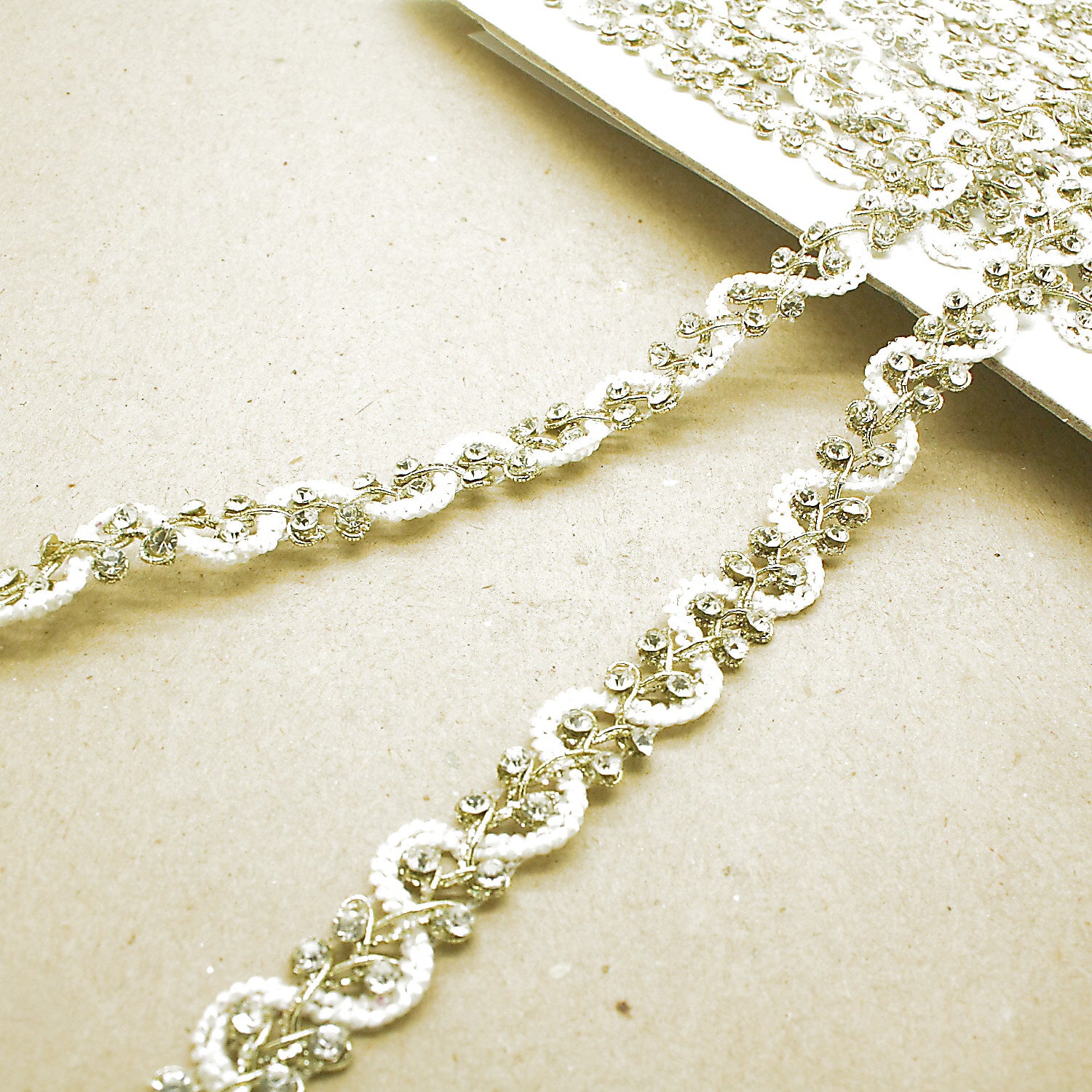 LIGHT GOLD WHITE STONE TRIM - sarahi.NYC