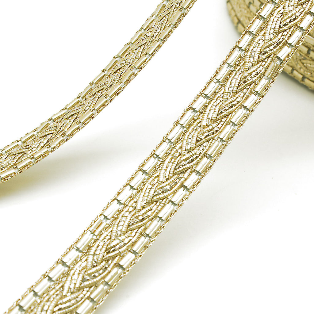 PALE LIGHT GOLD PLAIT RIBBON TRIM - sarahi.NYC