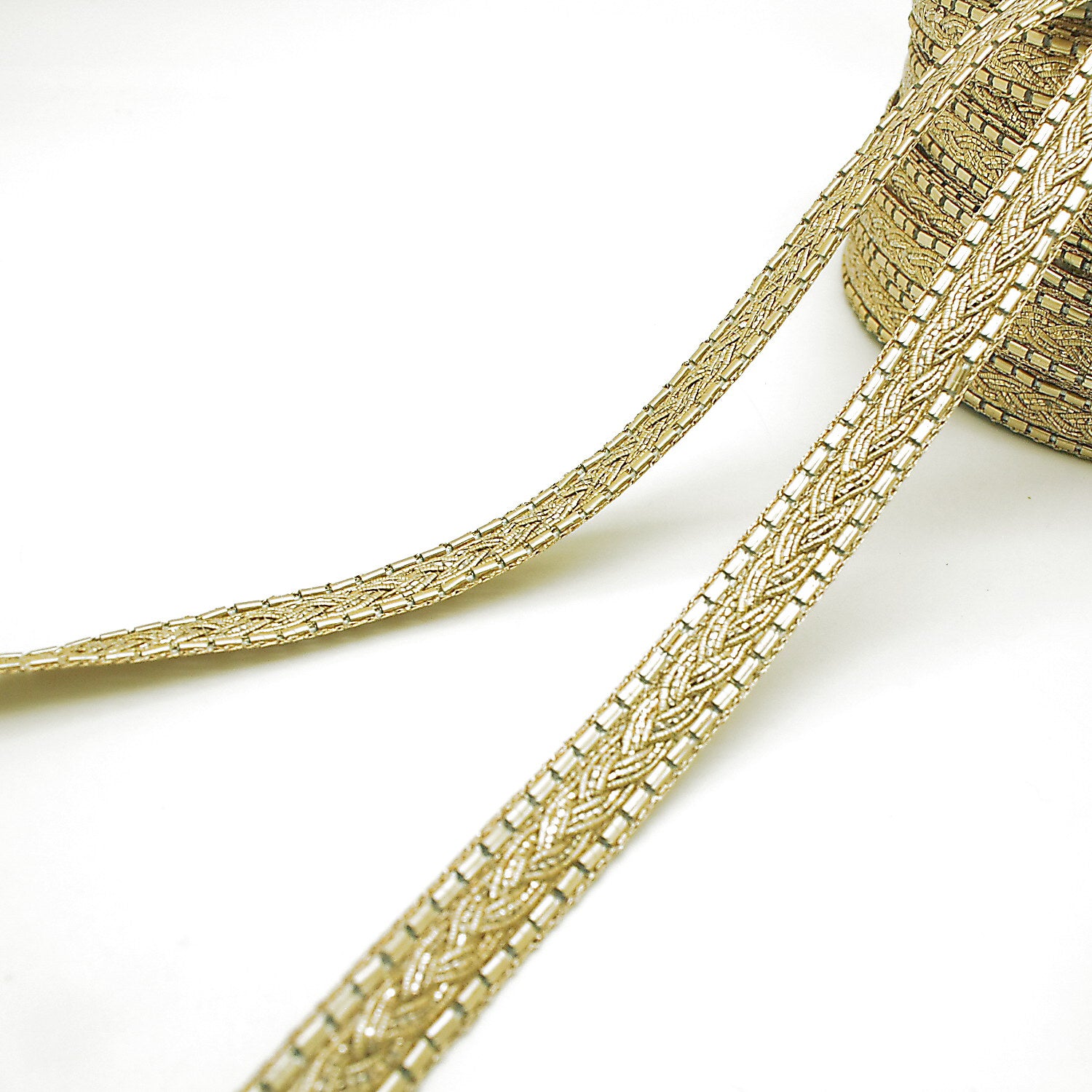 PALE LIGHT GOLD PLAIT RIBBON TRIM - sarahi.NYC