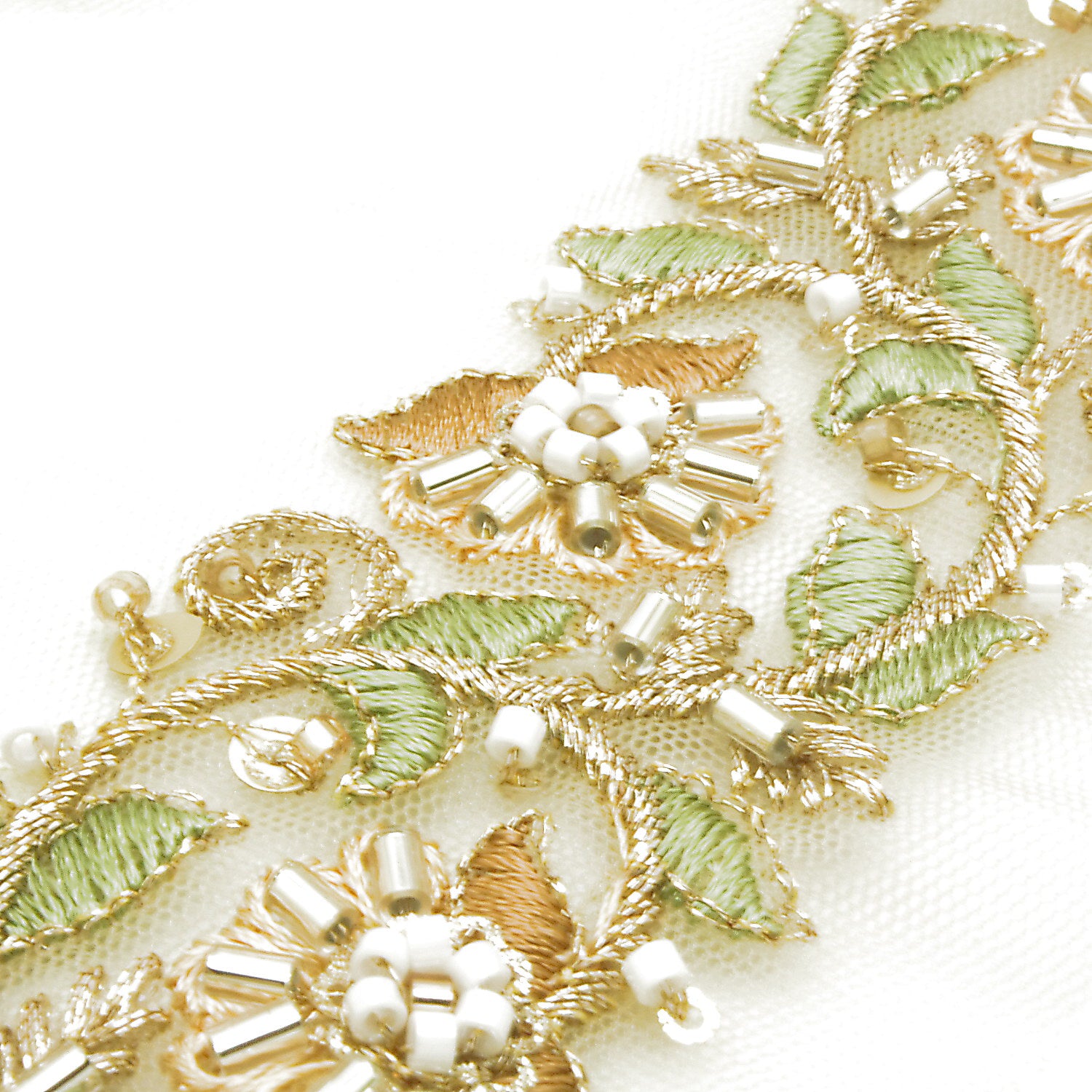 BROWN EMBROIDERED BEADED TRIM - sarahi.NYC