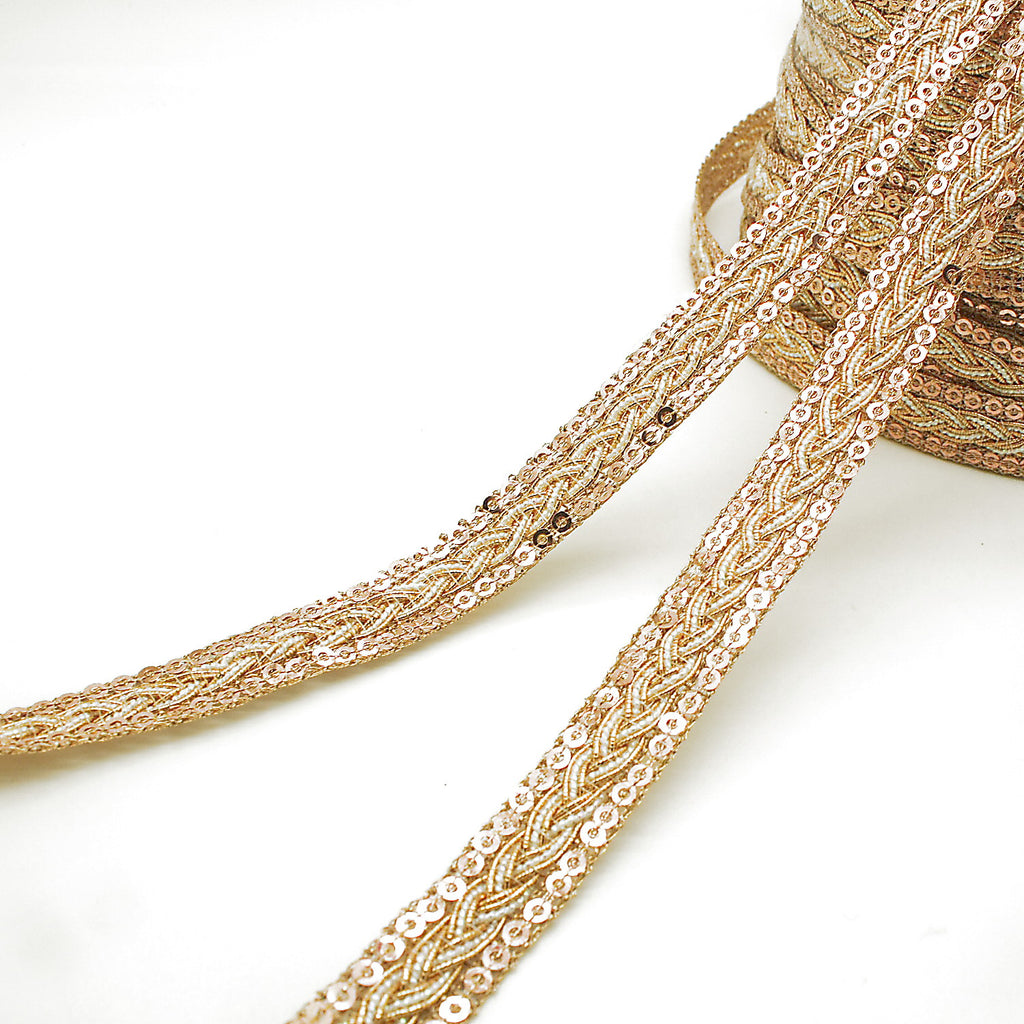 BRONZE WHITE BRAID METALLIC TRIM - sarahi.NYC