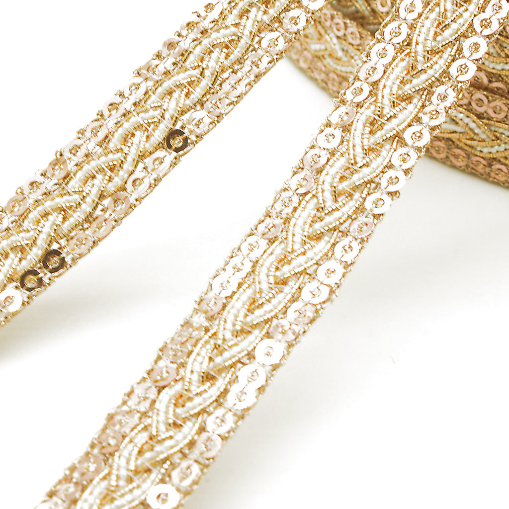 BRONZE WHITE BRAID METALLIC TRIM - sarahi.NYC