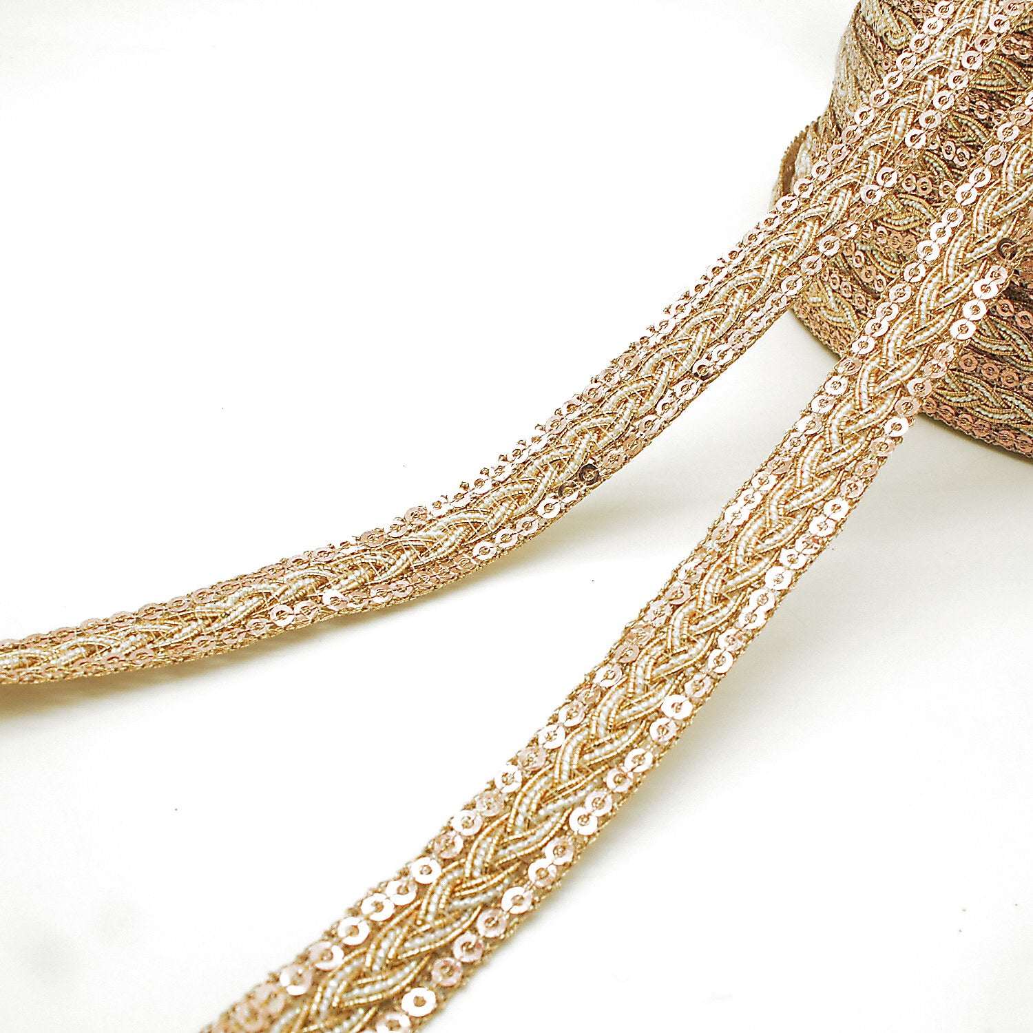 BRONZE WHITE BRAID METALLIC TRIM - sarahi.NYC