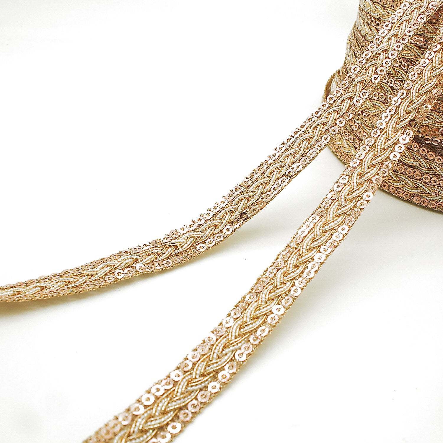 BRONZE WHITE BRAID METALLIC TRIM - sarahi.NYC