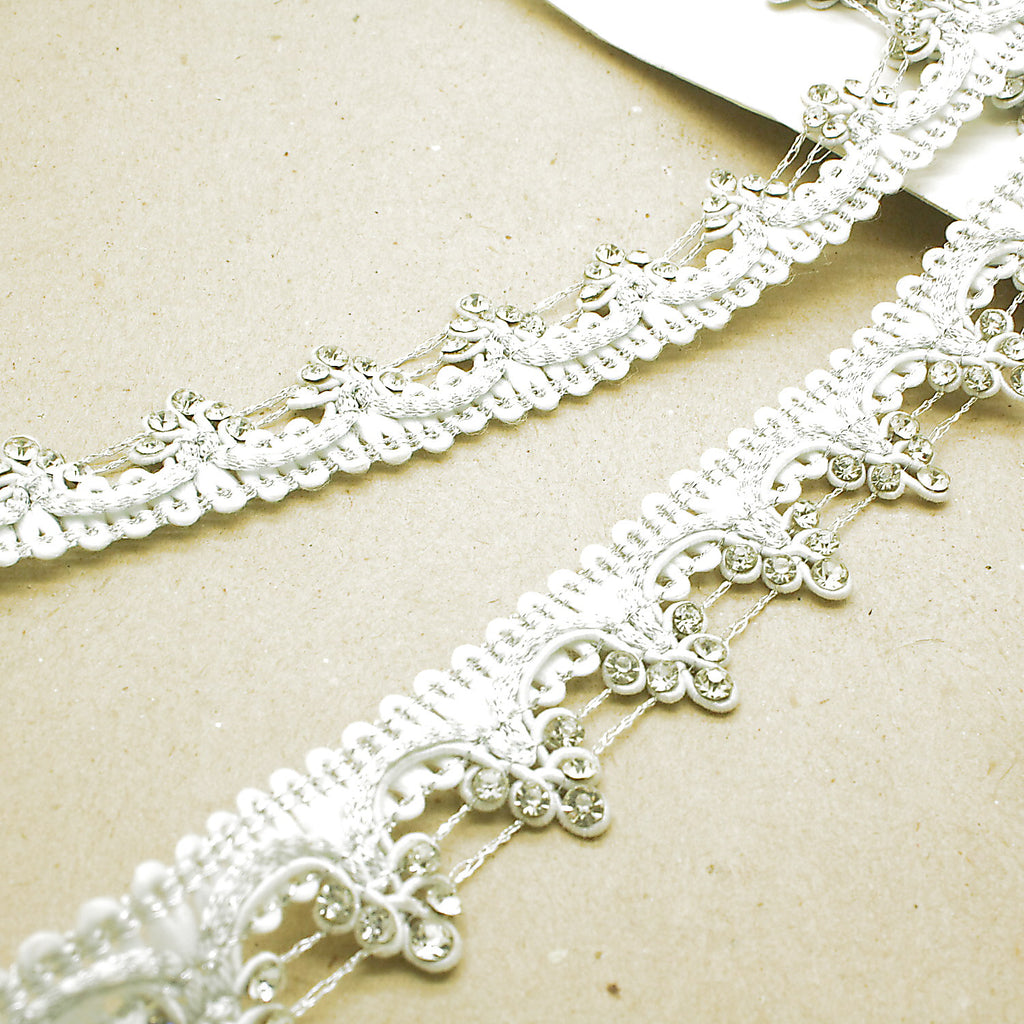 WHITE SILVER CRYSTAL TRIM - sarahi.NYC