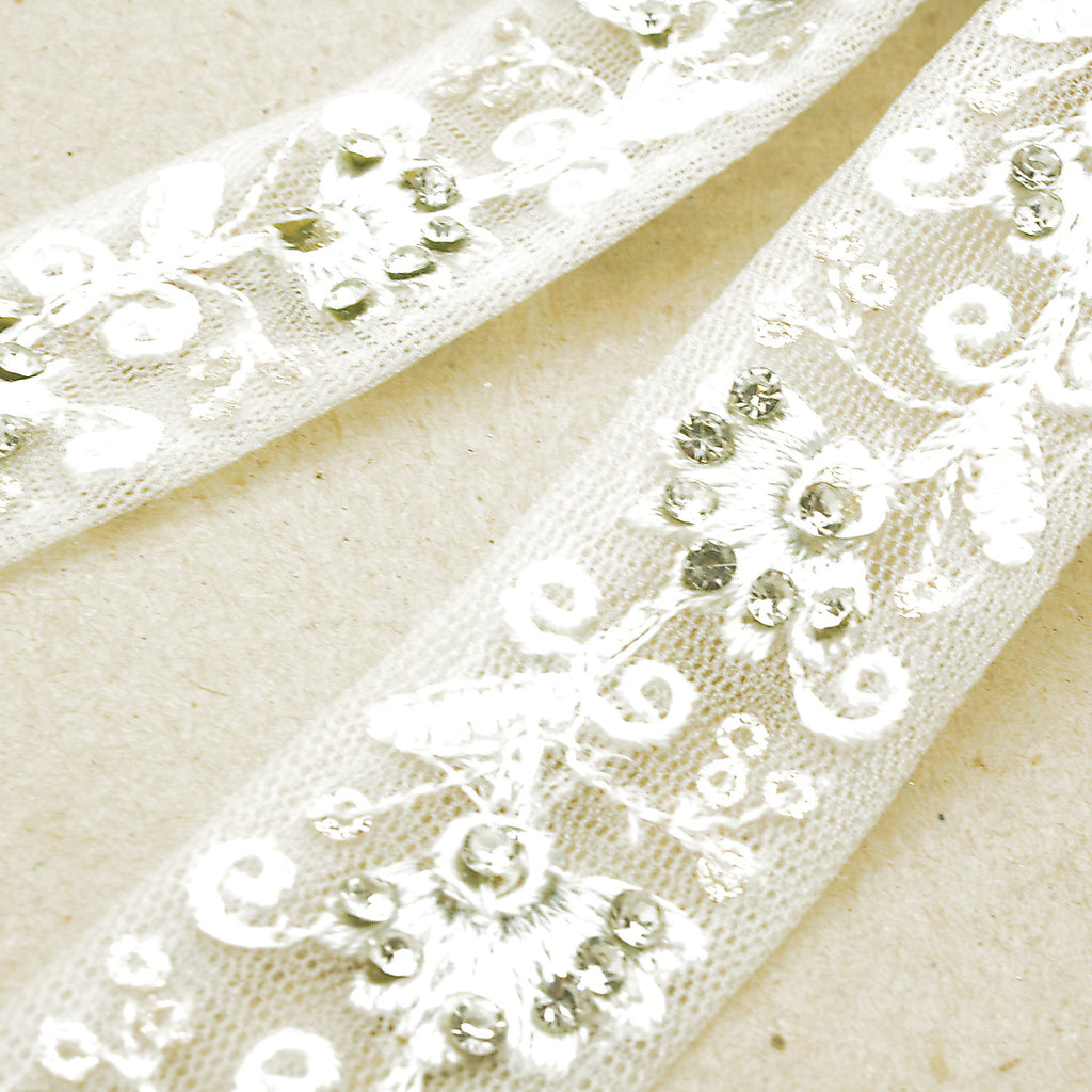 WHITE SILVER CRYSTAL TRIM - sarahi.NYC
