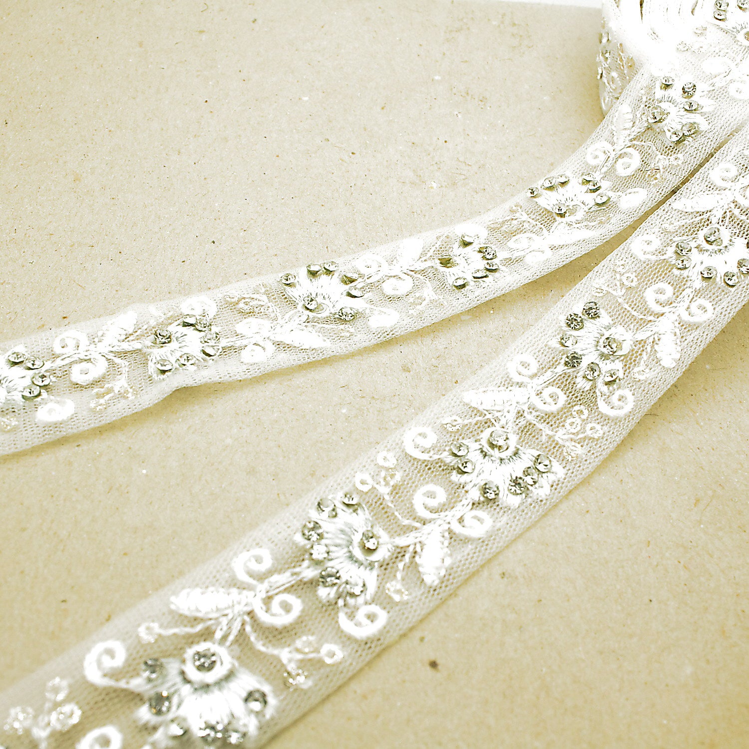 WHITE SILVER CRYSTAL TRIM - sarahi.NYC