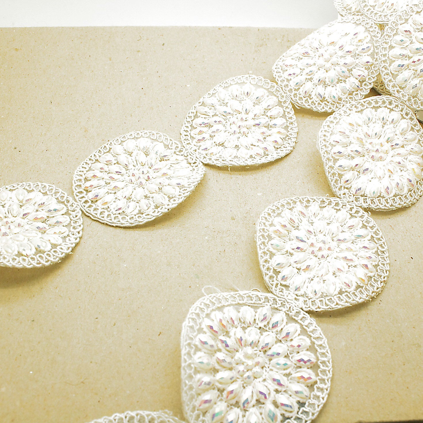 WHITE IRIDESCENT RHINESTONE TRIM - sarahi.NYC