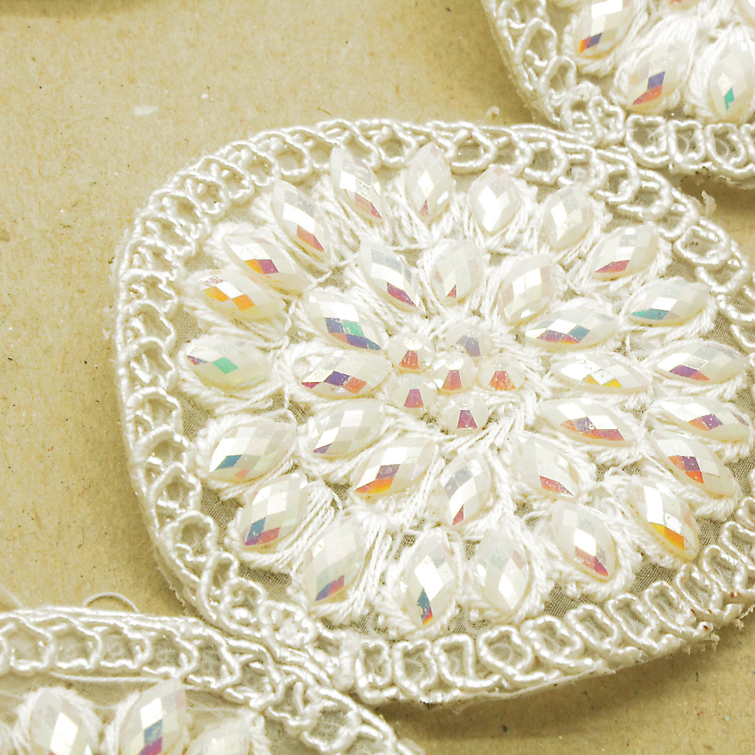 WHITE IRIDESCENT RHINESTONE TRIM - sarahi.NYC