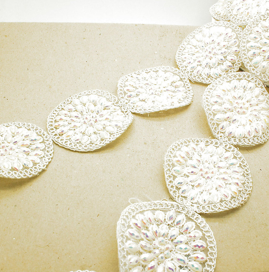 WHITE IRIDESCENT RHINESTONE TRIM - sarahi.NYC