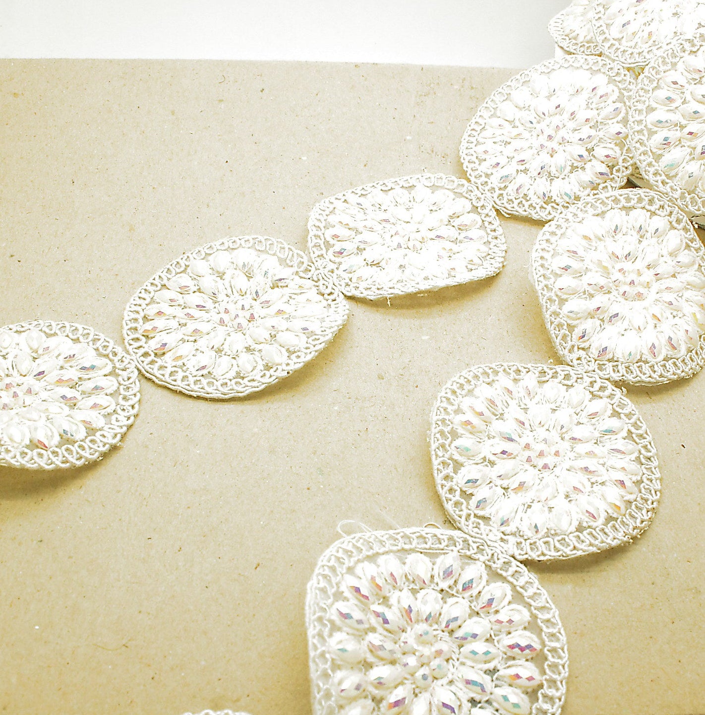 WHITE IRIDESCENT RHINESTONE TRIM - sarahi.NYC