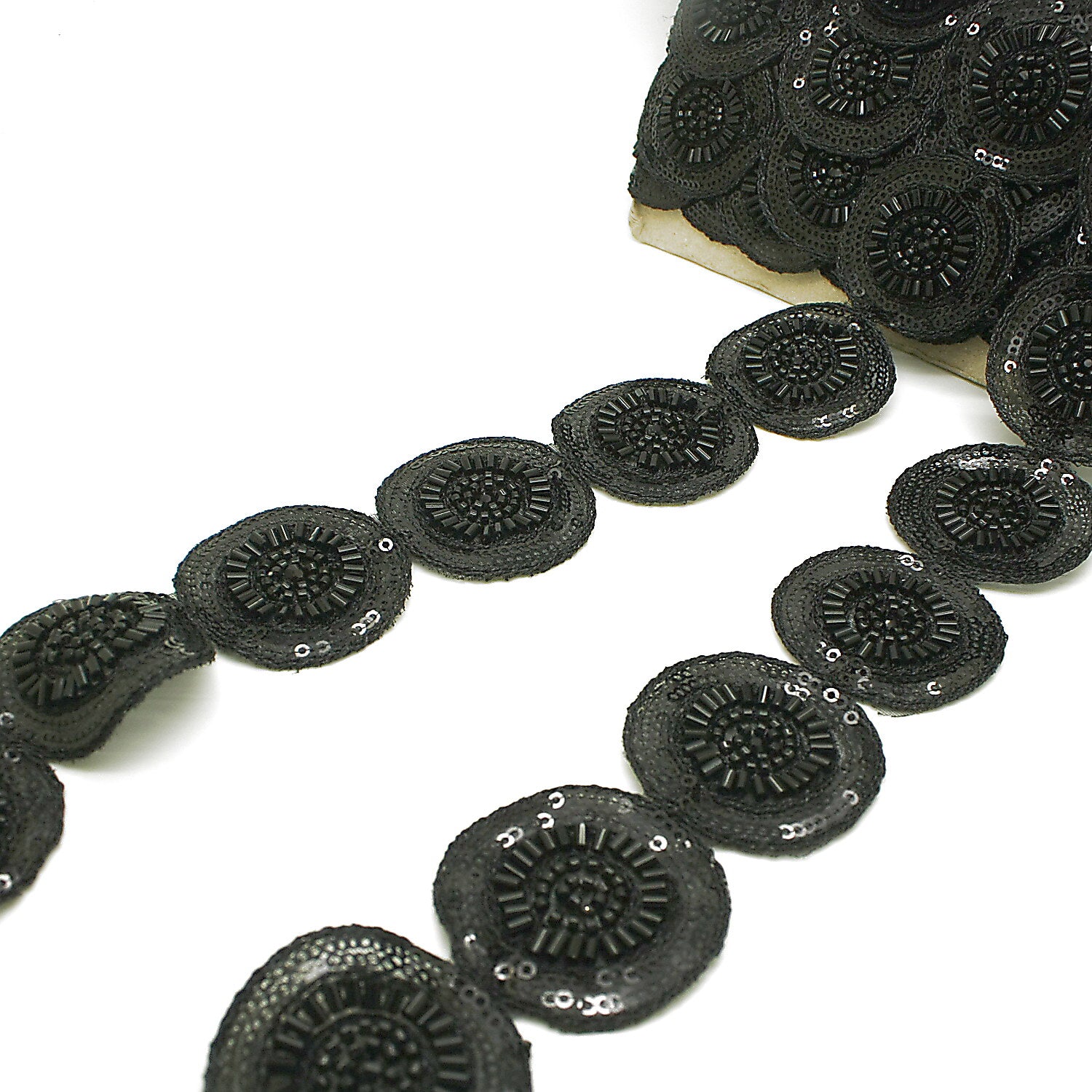 BLACK CIRCLE BEADED TRIM - sarahi.NYC