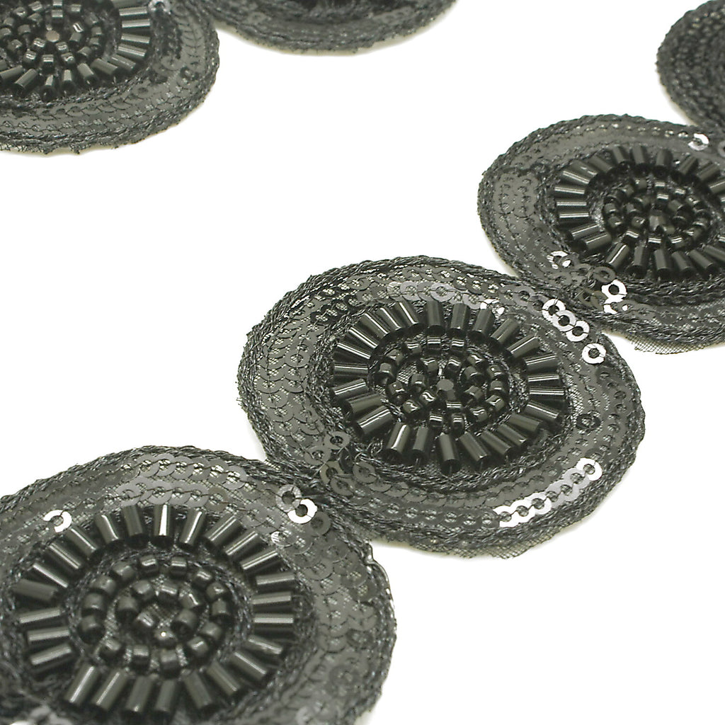 BLACK CIRCLE BEADED TRIM - sarahi.NYC