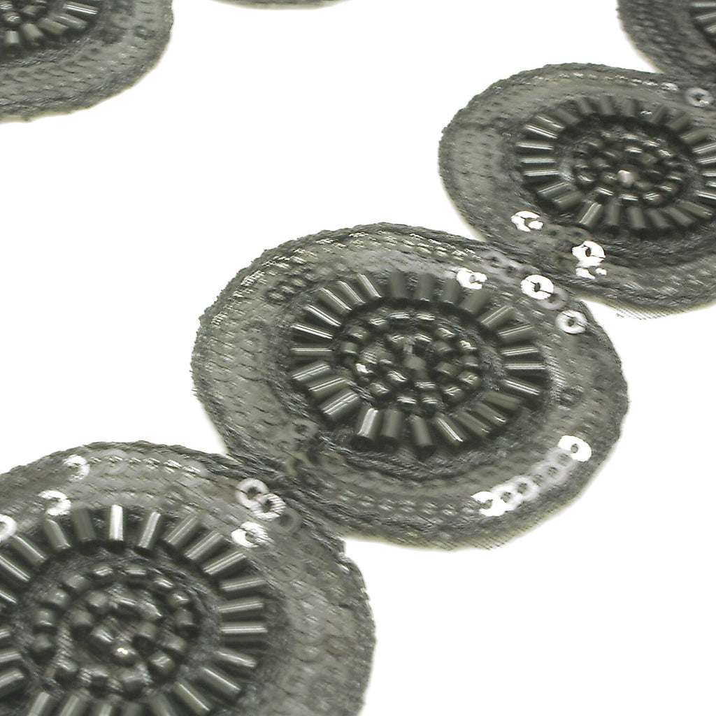 BLACK CIRCLE BEADED TRIM - sarahi.NYC