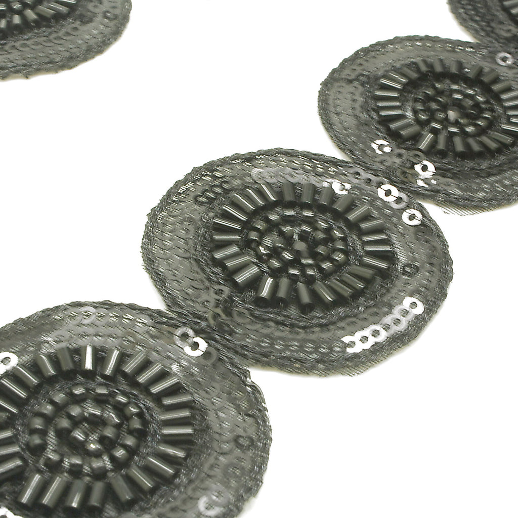 BLACK CIRCLE BEADED TRIM - sarahi.NYC