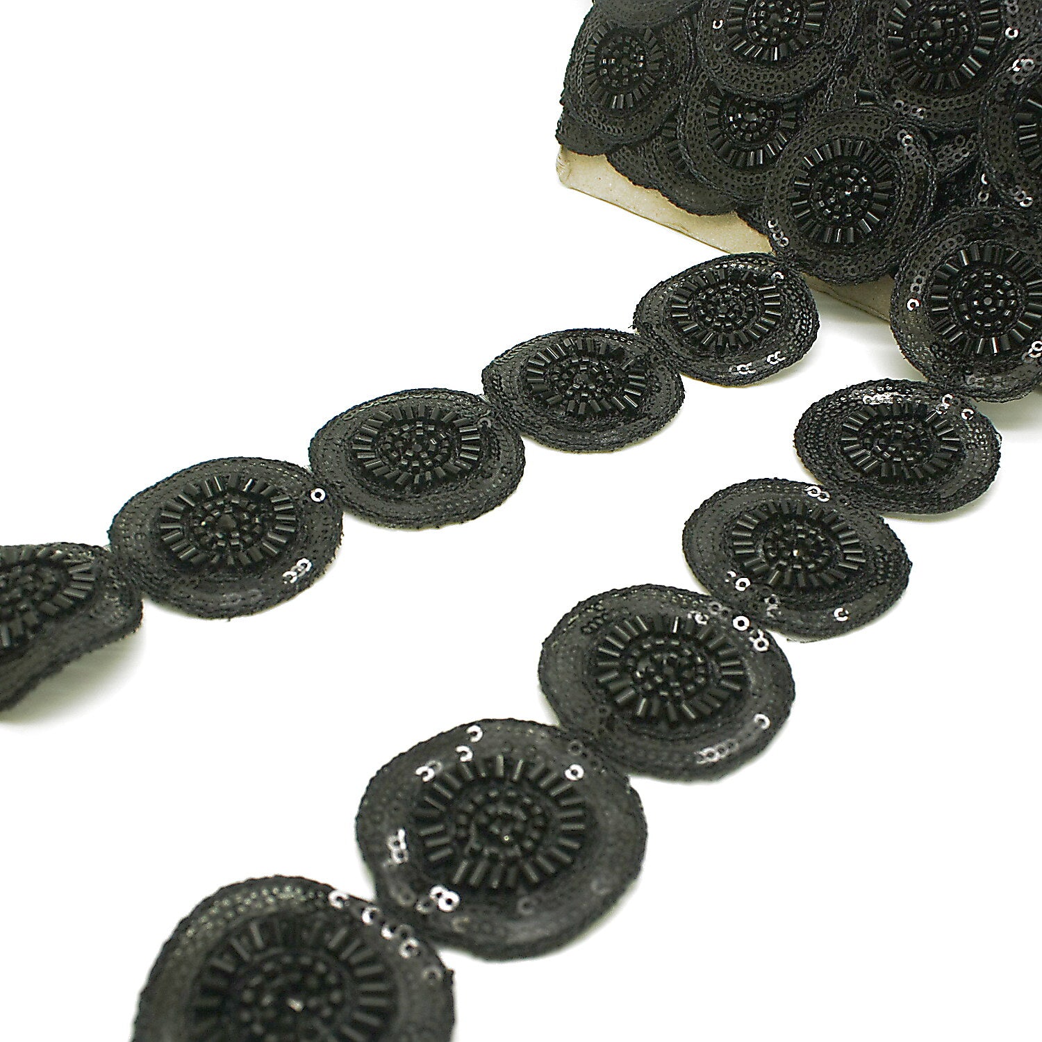 BLACK CIRCLE BEADED TRIM - sarahi.NYC